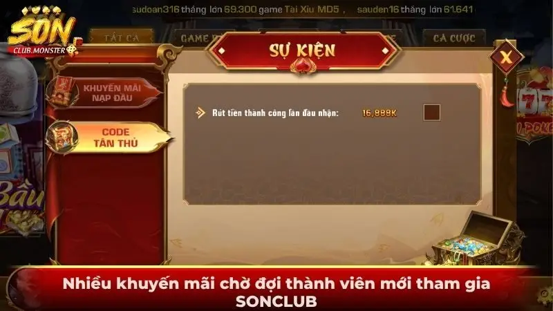 Nhiều khuyến mãi chờ đợi thành viên mới tham gia SONCLUB